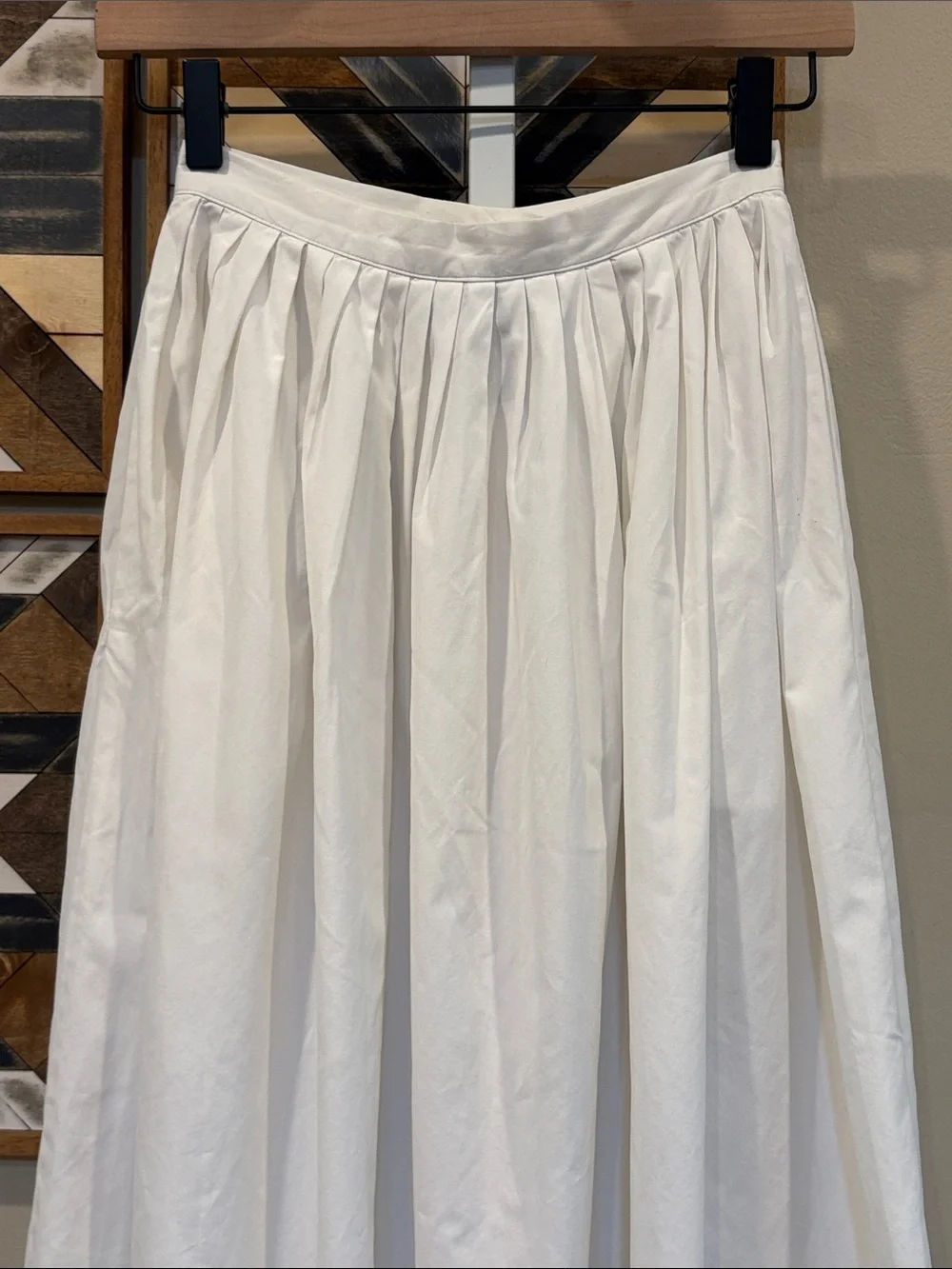 Vintage Ralph Lauren 90s White Cotton Button-Front Gathered Maxi Skirt 4 / XXS